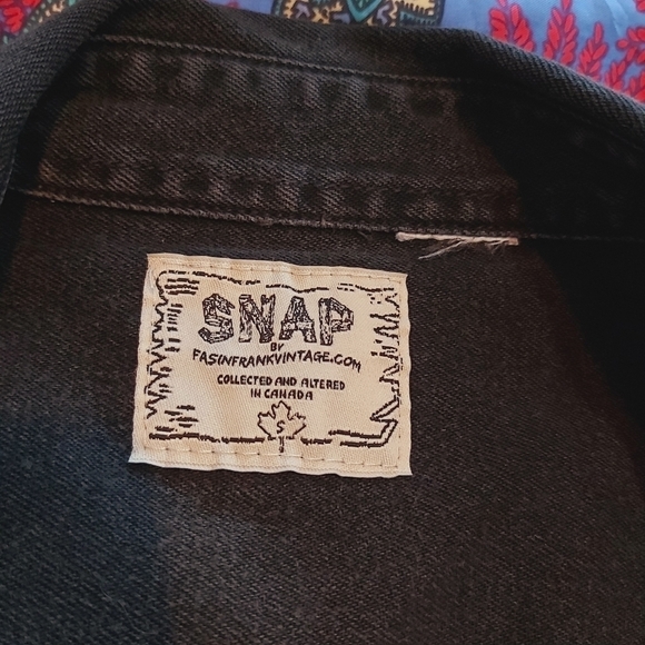 LEVI'S reworked SNAP denim top sleeveless blouse Size Small Y2K - Picture 7 of 8